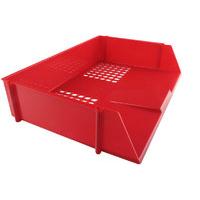 q connect wide entry letter tray red