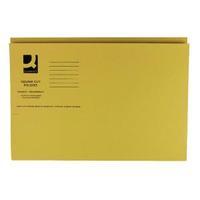 Q-Connect Yellow Square Cut Folder Medium Weight 250gsm Foolscap Pack
