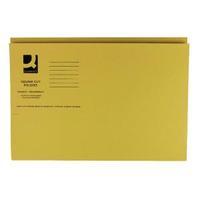 q connect yellow square cut folder medium weight 250gsm foolscap pack