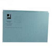 q connect blue square cut folder medium weight 250gsm foolscap pack of