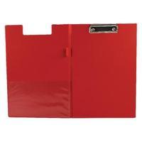 q connect red a4foolscap pvc foldover clipboard kf01302