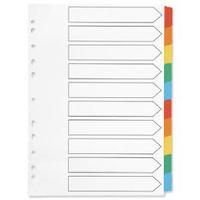 Q-Connect Multi-Punched 10-Part Reinforced A4 Index Multi-Colour Blank