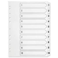 Q-Connect Multi-Punched 1-10 Reinforced White Board Clear A4 Index