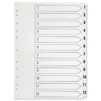 Q-Connect Multi-Punched 1-12 Reinforced White Board Clear A4 Index