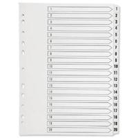 Q-Connect Multi-Punched 1-20 Reinforced White Board A4 Index Clear