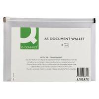 q connect clear a5 document zip wallet pack of 10 kf03672