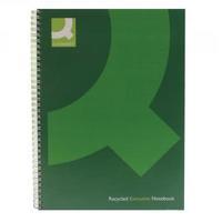 Q-Connect Wirebound A4 Hardback Recycled Notebook 160 Pages Green Pack