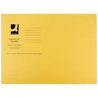 Q-Connect Yellow Square Cut Folder Lightweight 180gsm Foolscap Pack of