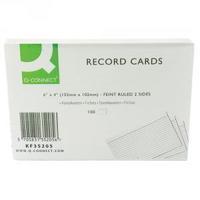 q connect record card 6x4 inches ruled feint white pack of 100 kf35205