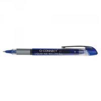 q connect rollerball pen liquid ink 05mm line blue pack of 10 kf50140