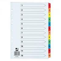 q connect extra wide index 1 12 board reinforced multi colour divider