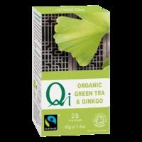 Qi Teas Organic Fairtrade Green Tea With Ginkgo 25 Tea Bags - 25   Tea Bags, Green