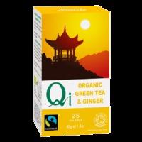 Qi Teas Organic Fairtrade Green Tea & Ginger 25 Tea Bags - 25   Tea Bags, Green