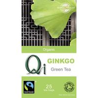 QI Organic Fairtrade Green Tea With Gingko Boloba - 25 Bags