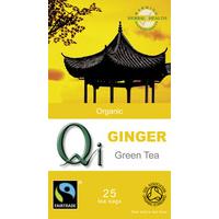 QI Organic Fairtrade Green Tea with Ginger - 25 Bags