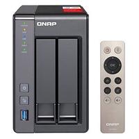 QNAP TS-251+ Tower 2-Bay Network Attached Storage (NAS) Celeron (2.0GHz) 8GB (2x4GB) 2TB (2x1TB) QTS 4.2 (Black) - WD RED Drive Model