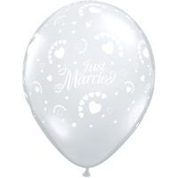qualatex 11 inch clear latex balloon just married hearts