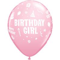 Qualatex 11 Inch Pink Latex Balloon - Birthday Girl