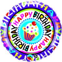 qualatex 18 inch round foil balloon birthday repeat cupcake