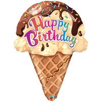 Qualatex 27 Inch Supershape Foil Balloon - Birthday Ice Cream Cone