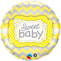 qualatex 18 inch round foil balloon sweet baby yellow patterns