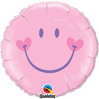 Qualatex 18 Inch Round Foil Balloon - Sweet Smile Face - Pink