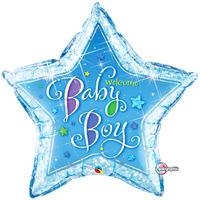 qualatex 36 inch supershape foil balloon welcome baby boy stars