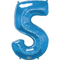 qualatex 34 inch number balloon five sapphire blue