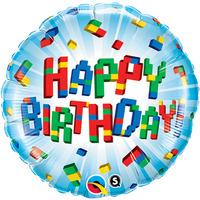 Qualatex 18 Inch Round Foil Balloon - Birthday Exploding Blocks