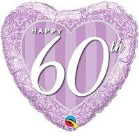 Qualatex Diamond 60th Anniversary Damask Heart 18 Inch Foil Balloon