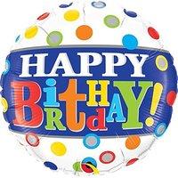 Qualatex Happy Birthday Band & Dots 18 Inch Foil Balloon