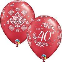 Qualatex Ruby 40th Anniversary Damask 11 Inch Latex Balloons (25 Pack)