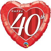 Qualatex Ruby 40th Anniversary Damask Heart 18 Inch Foil Balloon