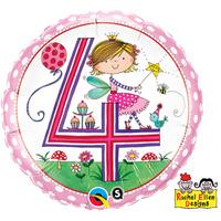 Qualatex 18 Inch Round Re Foil Balloon - Age 4 Fairy Polka Dots