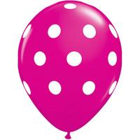 qualatex 11 inch berry latex balloon big polka