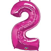 qualatex 34 inch number balloon two magenta