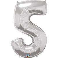 Qualatex 34 Inch Number Balloon - Five Silver