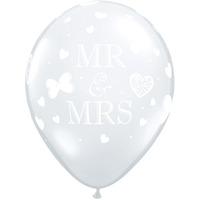 Qualatex 11 Inch Diamond Clear Latex Balloon - Mr & Mrs