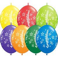 Qualatex 12 Inch Carnival Assorted Latex Balloon - Congratulations