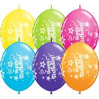 Qualatex 12 Inch Tropical Assorted Latex Balloon - Happy Birthday