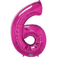 qualatex 34 inch number balloon six magenta