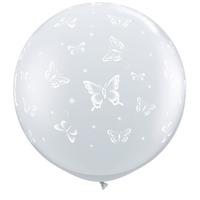 Qualatex 3 Foot Clear Latex Balloon - Butterflies