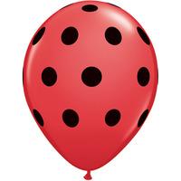 qualatex 11 inch red latex balloon big polka