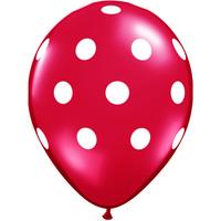 qualatex 11 inch red latex balloon white polka