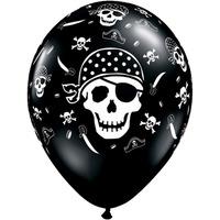 Qualatex 11 Inch Black Latex Balloon - Pirate Skull Bones