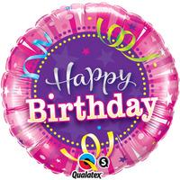 qualatex 18 inch round foil balloon birthday hot pink