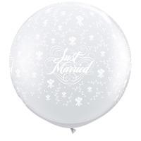 qualatex 3 foot clear latex balloon just married flowers