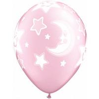 Qualatex 11 Inch Latex Balloons - Baby Moons Stars Pink