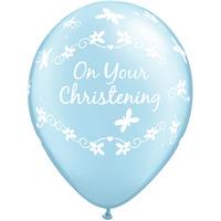 Qualatex 11 Inch Blue Latex Balloon - Christening Butterflies