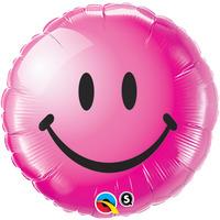 qualatex 18 inch round foil balloon smiley face pink
